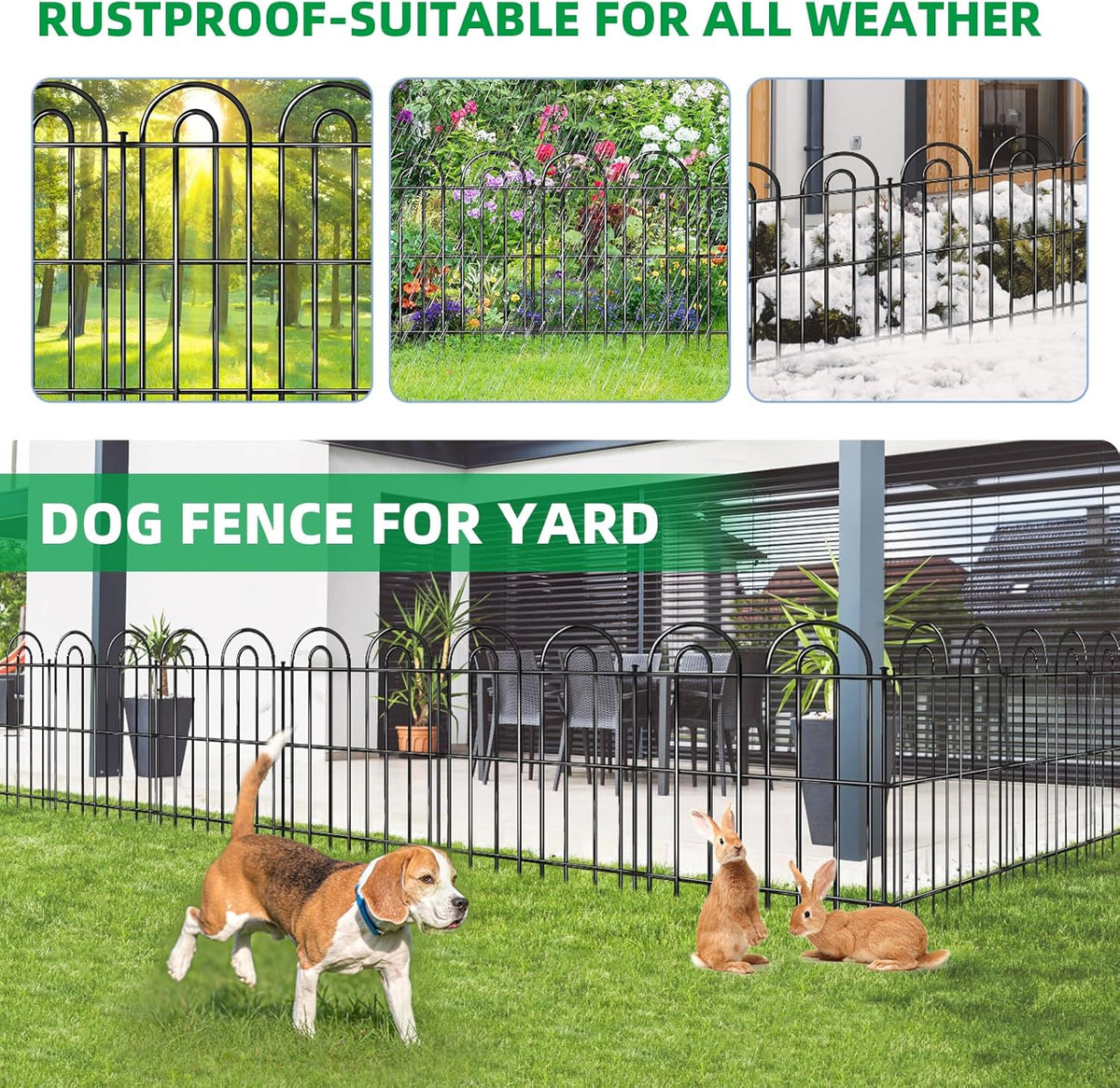 25 Panels Decorative Garden Fence, 32 in(H) X 50 ft(L) No Dig Dog Fence Outdoor for Yard, Rustproof
