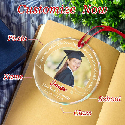 Personalized Graduate Glass Christmas Ornament 2025, Picture Graduation Ornament Gift for Congrats