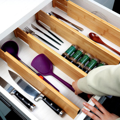 Utoplike Bamboo Drawer Dividers Large(Fits 18.6"-20.6" Drawer Inner Size, Height > 4.05")