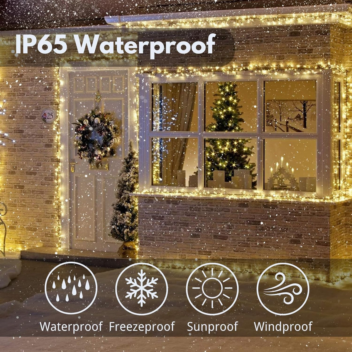 Solar String Lights Outdoor Waterproof 2PK 200LED 66FT Twinkle Lights Auto On/Off Solar Powered LED