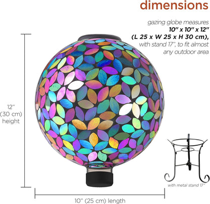 Alpine Corporation GRS122A-SLR Indoor/Outdoor Glass Solar Powered Mosaic Gazing Globe Yard