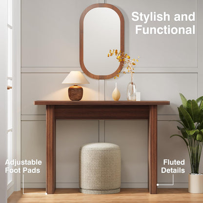 AVZEAR Mid Century Narrow Entryway Console Table, 43.3" Fluted Wood Couch Table Behind Sofa Long