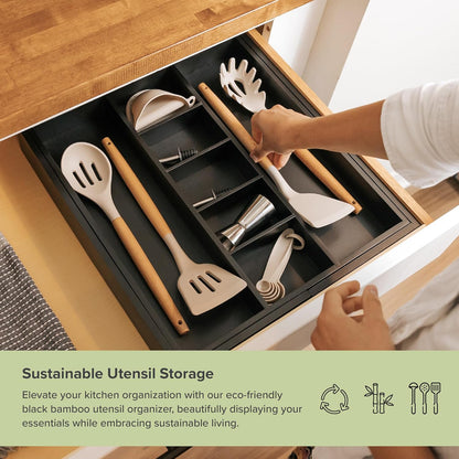 Adjustable Kitchen Drawer Organizer for Utensils and Junk, Food-Safe Contract Grade with 100%