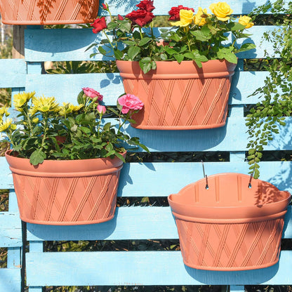Sungmor Wall Hanging Planters,11.5 Inch Hanging Flower Pots for Railing Fence - Indoor Outdoor