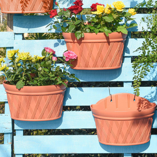 Sungmor Wall Hanging Planters,11.5 Inch Hanging Flower Pots for Railing Fence - Indoor Outdoor