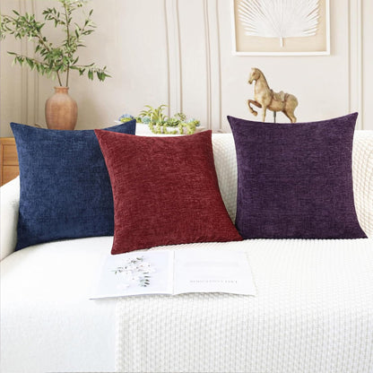 CaliTime Throw Pillow Covers Decorative 16 X 16 Inches Pack of 2 Cozy Chenille Cushion Cases for