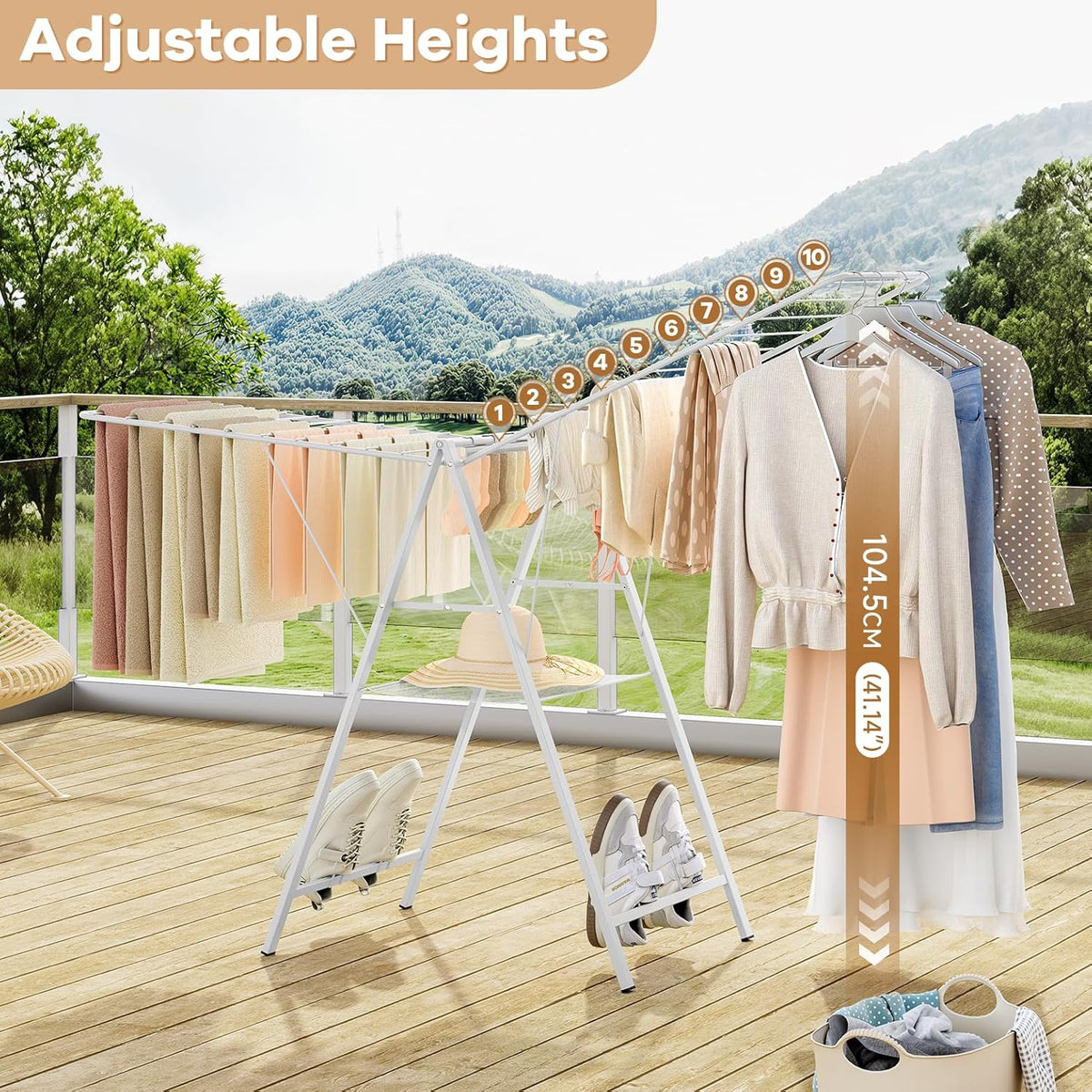 APEXCHASER Clothes Drying Rack Foldable, Metal Laundry Drying Rack Collapsible, Portable Compact