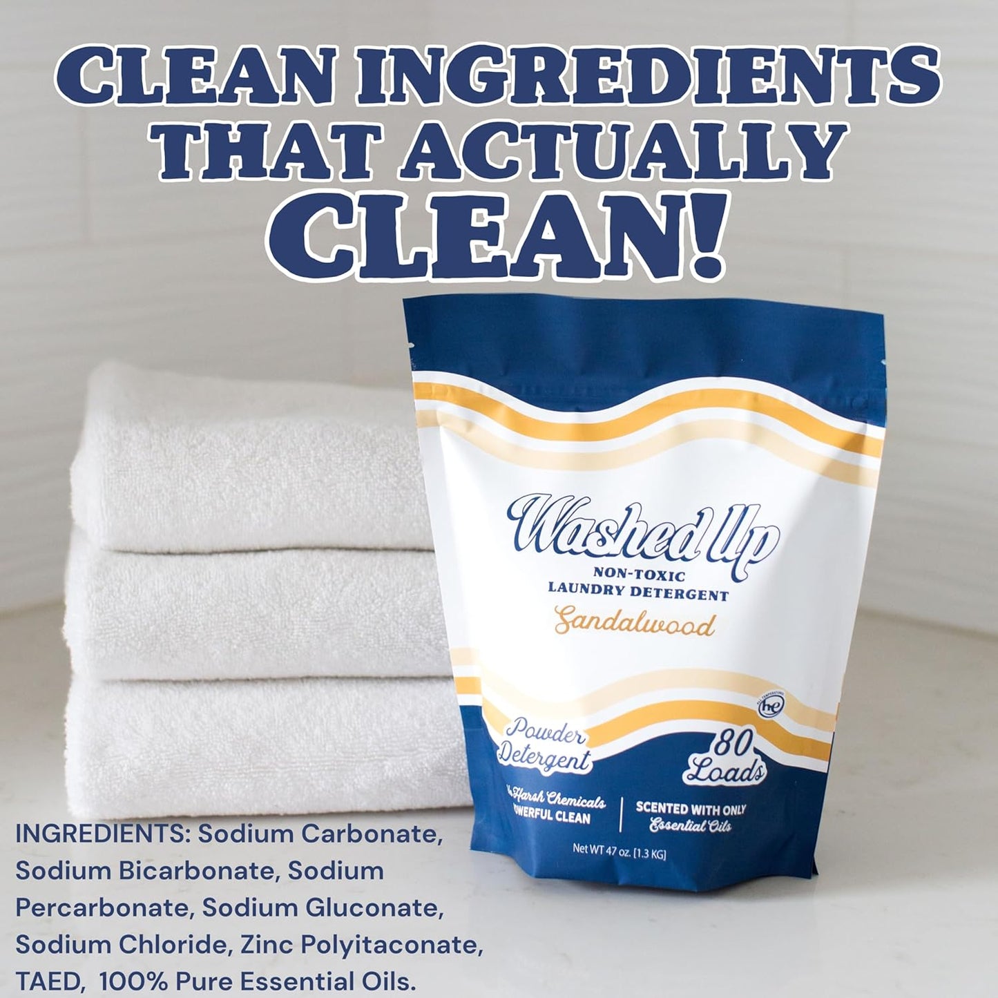 Sandalwood Laundry Detergent Powder | Only 100% Pure Essential Oils | Safe for Sensitive Groups |