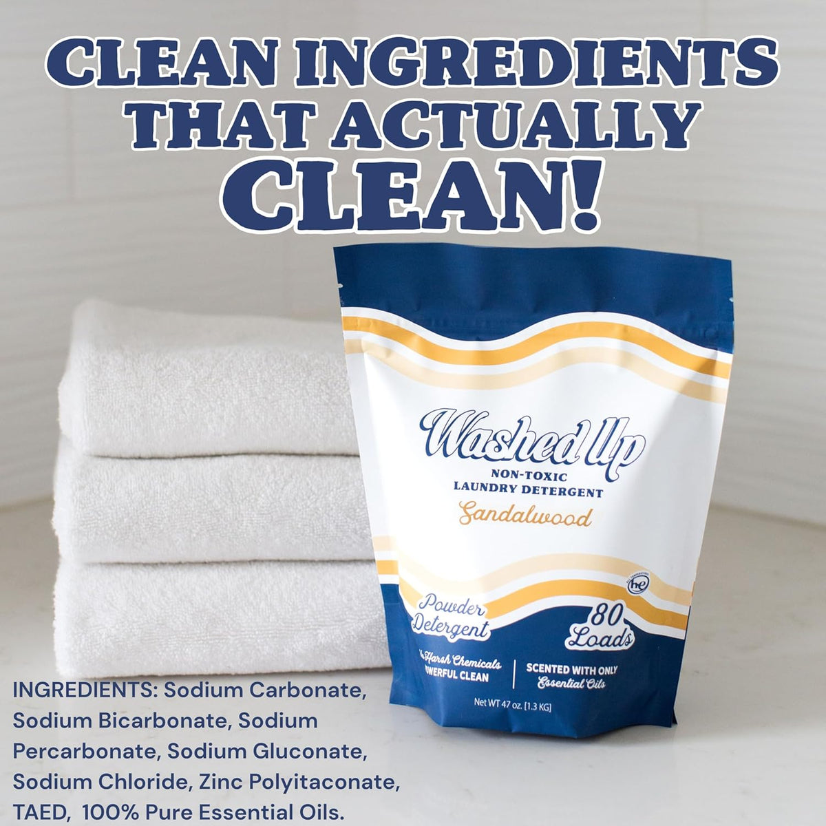 Sandalwood Laundry Detergent Powder | Only 100% Pure Essential Oils | Safe for Sensitive Groups |