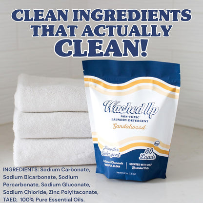 Sandalwood Laundry Detergent Powder | Only 100% Pure Essential Oils | Safe for Sensitive Groups |
