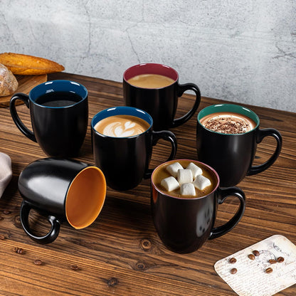 GBHOME 16oz Coffee Mugs Set of 6, Large Ceramic Coffee Mugs for Man, Woman, Dad, Mom, Modern Coffee