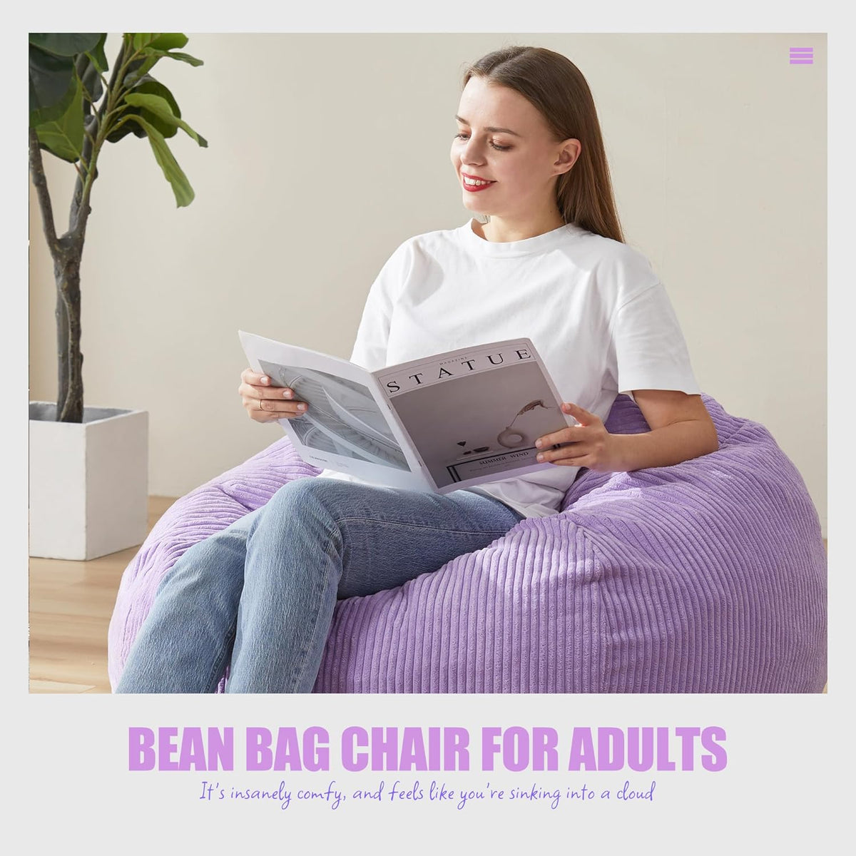 Hobestluk 3.5FT Bean Bag Chair Adult Bean Bag Chair Large Bean Bag Chair with Filler Included