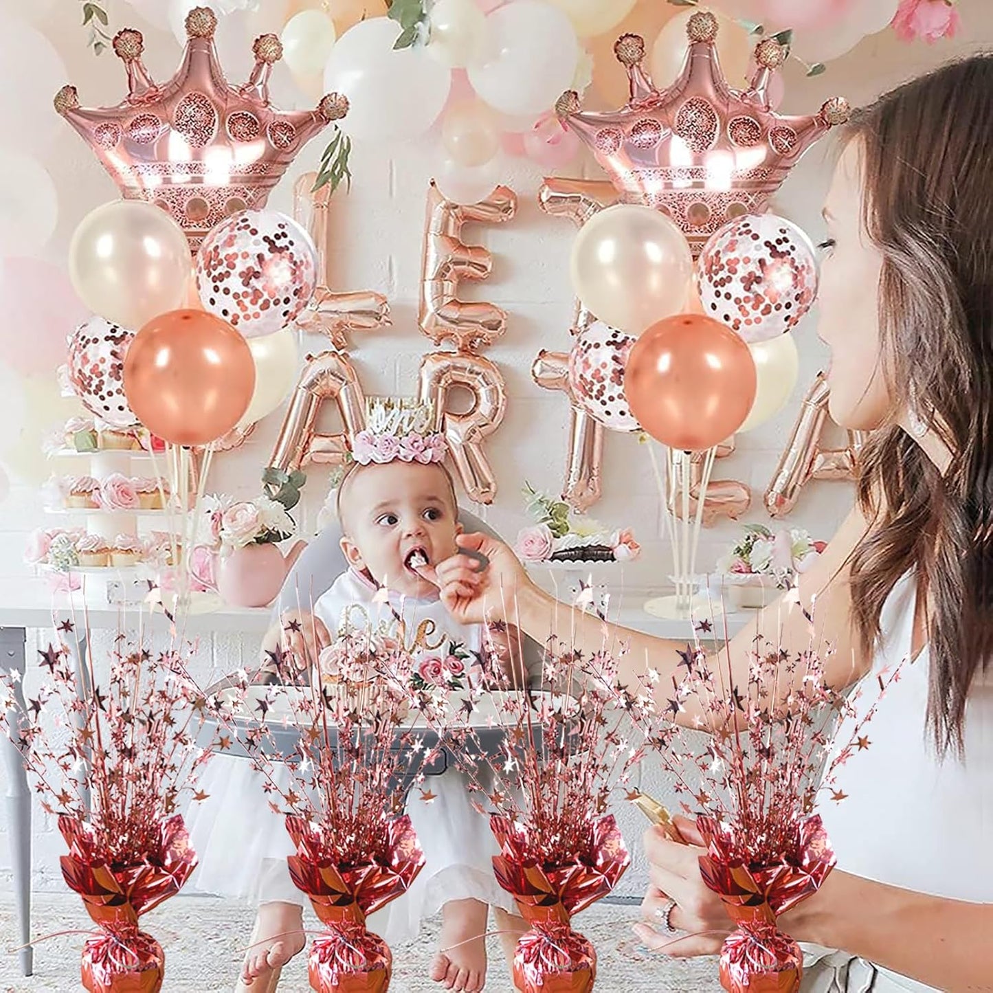 6 Pack Metallic Foil Spray Centerpiece Star Table Decoration Burst Table Centerpieces for Birthday