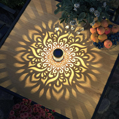 4 Pack Solar Fence Lights Metal Solar Powered Outdoor Wall Deck Step Lights Mandala Theme