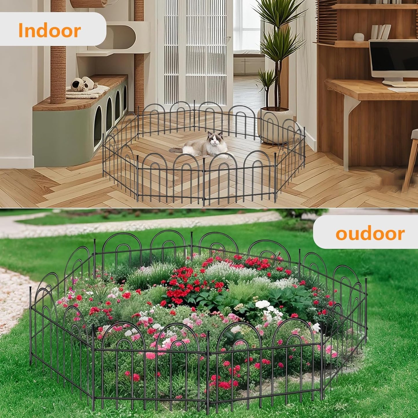 21ft X 13in Animal Barrier Fence, 15 Panels No Dig Fence for Dogs Rabbit, Anti Digging Defense