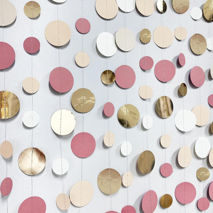 Champagne Gold Dusty Pink Decorations Circle Dots Garland Gold Pink Nude Neutral Cream White Boho