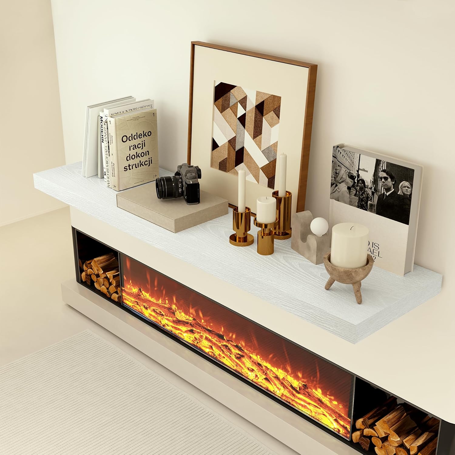 Heimlove 24 x 12 Inch Deep Floating Shelves Wall Mounted with Invisible Brackets,Storage Hanging