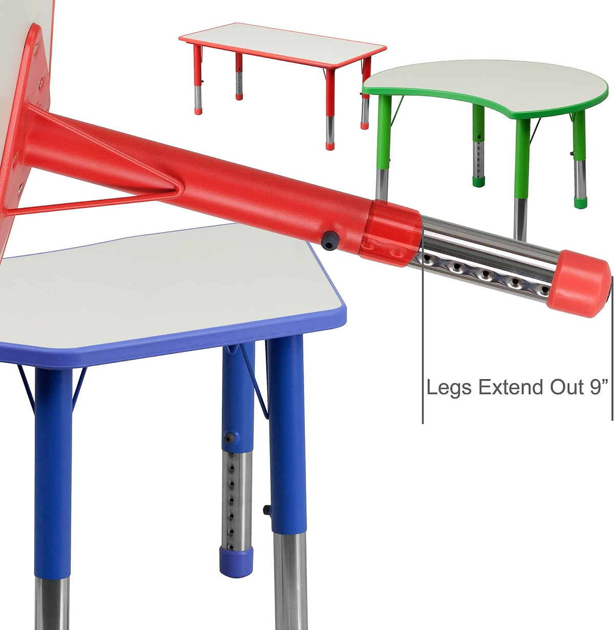 Flash Furniture Wren 23.625''W x 47.25''L Rectangular Blue Plastic Height Adjustable Activity