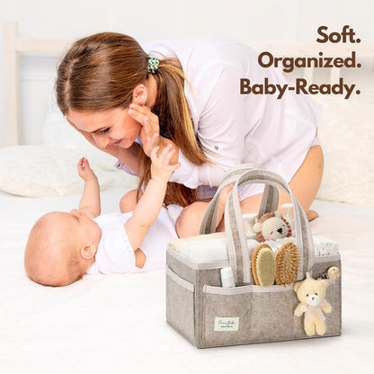 PeraBella Diaper Caddy Organizer with Handle, Baby Shower Gifts Basket Bag, Registry Search Must