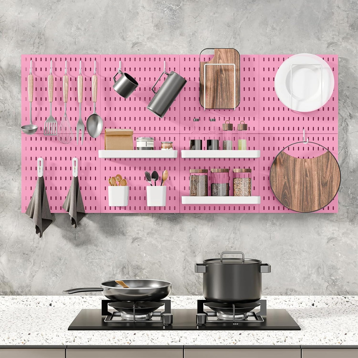 Pegboard Combination Kit, 25.2" x 25.2" Wall Mounted Storage Set with 4 Pegboards & 20 Accessories