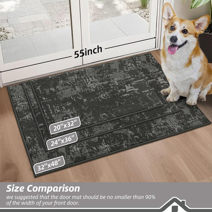 BEQHAUSE Dirt Trapper Door Mat 32"x48" Non-Slip Door Mats Washable Entryway Rugs Stain Resistant