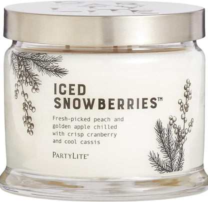 PartyLite Iced Snowberries Scented, Notes of Apple, Cassis, Cranberry, Peach, Strawberry, Berry