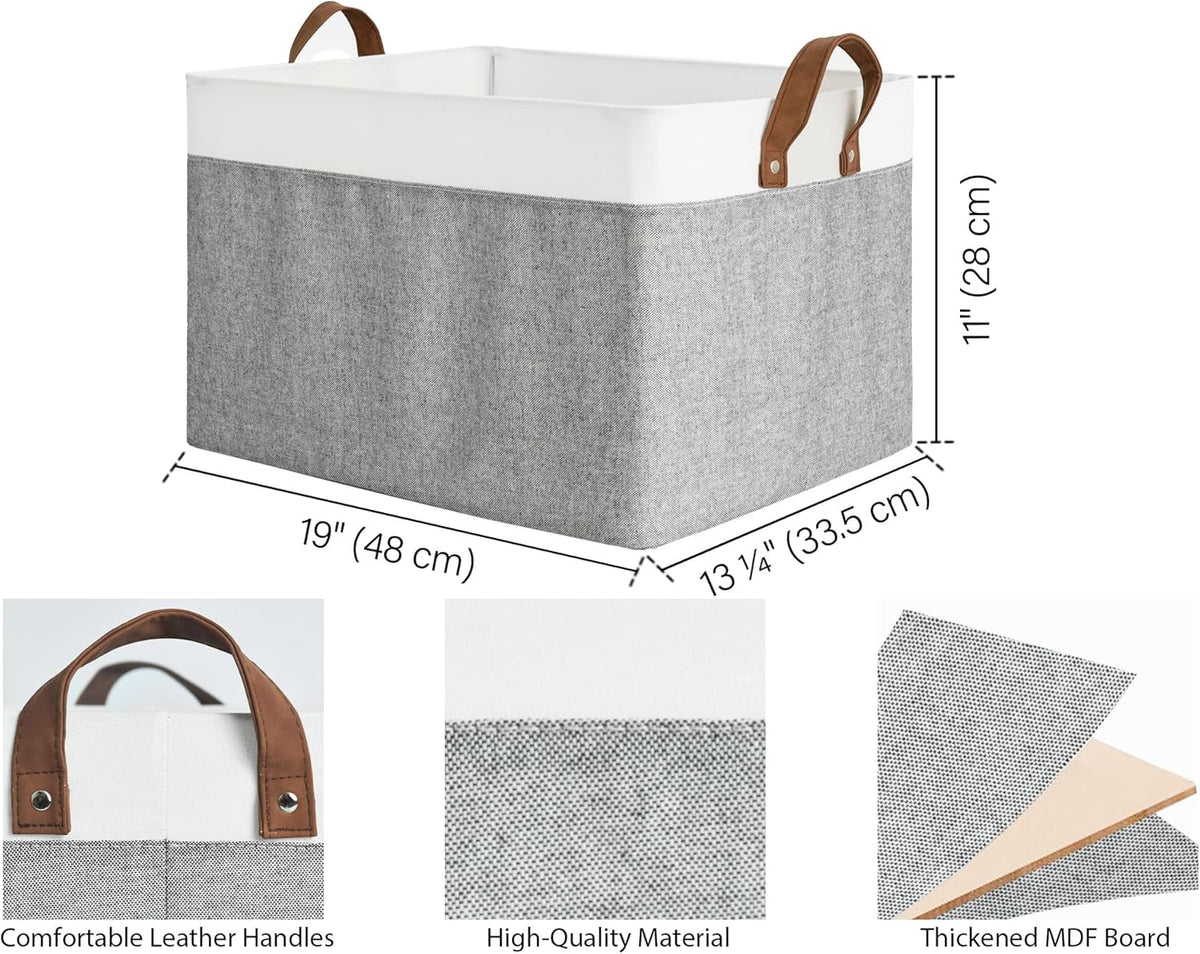 StorageWorks Storage Bins, Fabric Storage Bins for Shelves, Extra Large Storage Baskets with Metal