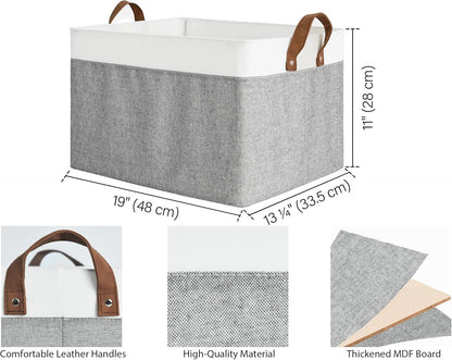 StorageWorks Storage Bins, Fabric Storage Bins for Shelves, Extra Large Storage Baskets with Metal