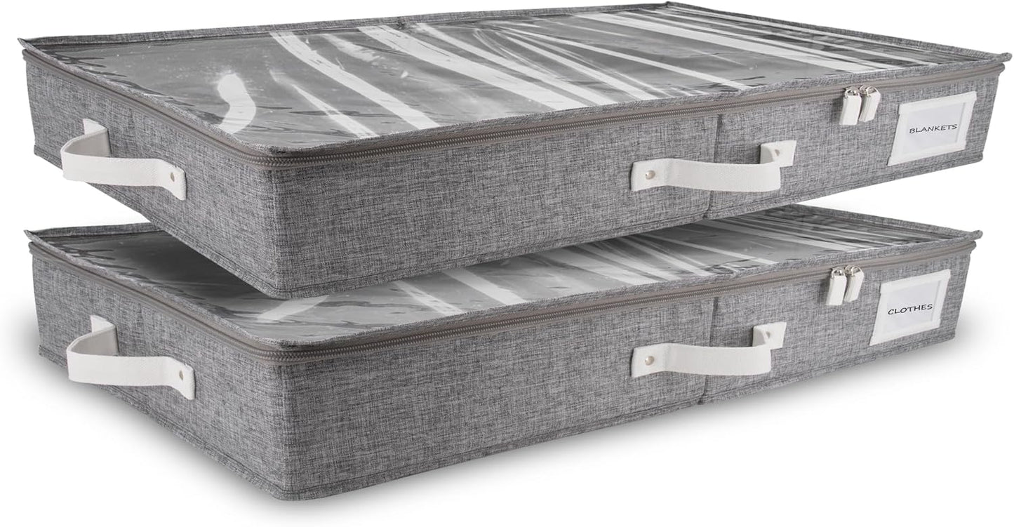 HOMELUX THEORY 2pc Low Profile Under Bed Storage Containers, Thin Under Couch Storage Organizer
