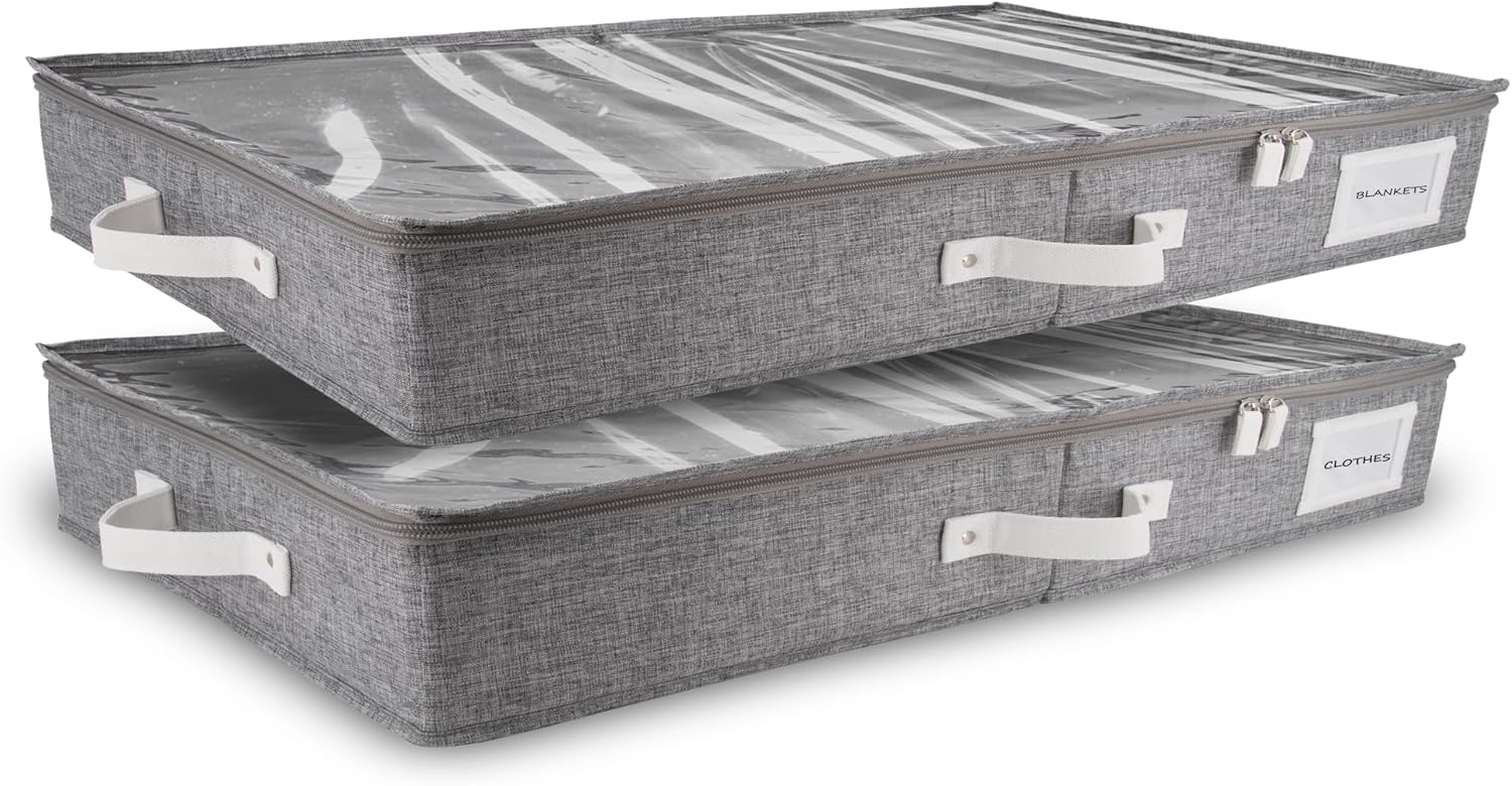 HOMELUX THEORY 2pc Low Profile Under Bed Storage Containers, Thin Under Couch Storage Organizer