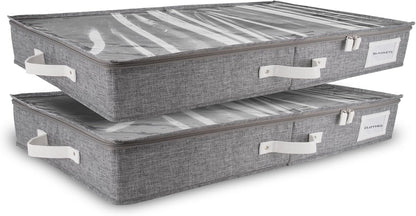 HOMELUX THEORY 2pc Low Profile Under Bed Storage Containers, Thin Under Couch Storage Organizer