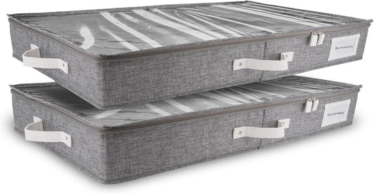 HOMELUX THEORY 2pc Low Profile Under Bed Storage Containers, Thin Under Couch Storage Organizer
