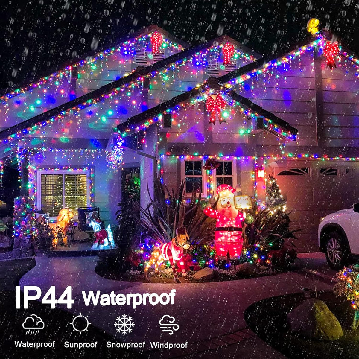 Colored Christmas Lights Outdoor, 33ft 400 LED Icicle Lights for Outside House with Connectable