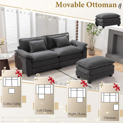 URRED Modular Sectional Sofa Comfy Cloud Couch, Modern Velvet Sofa Sleeper Deep Seat Couches with