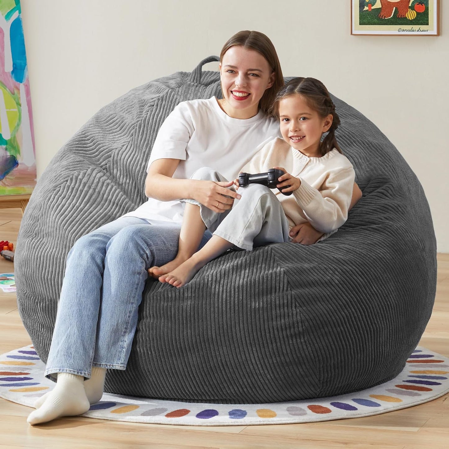 Hobestluk 4.5FT Bean Bag Chair Giant Bean Bag Chair with Filler Included Adult Bean Bag Chairs with