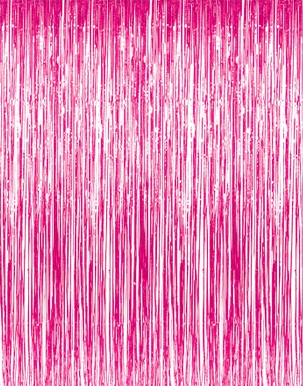 GOER 6.4 ft x 8.2 ft Metallic Tinsel Foil Fringe Curtains,Pack of 2 Party Streamer Backdrop for