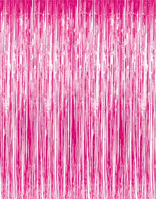 GOER 6.4 ft x 8.2 ft Metallic Tinsel Foil Fringe Curtains,Pack of 2 Party Streamer Backdrop for