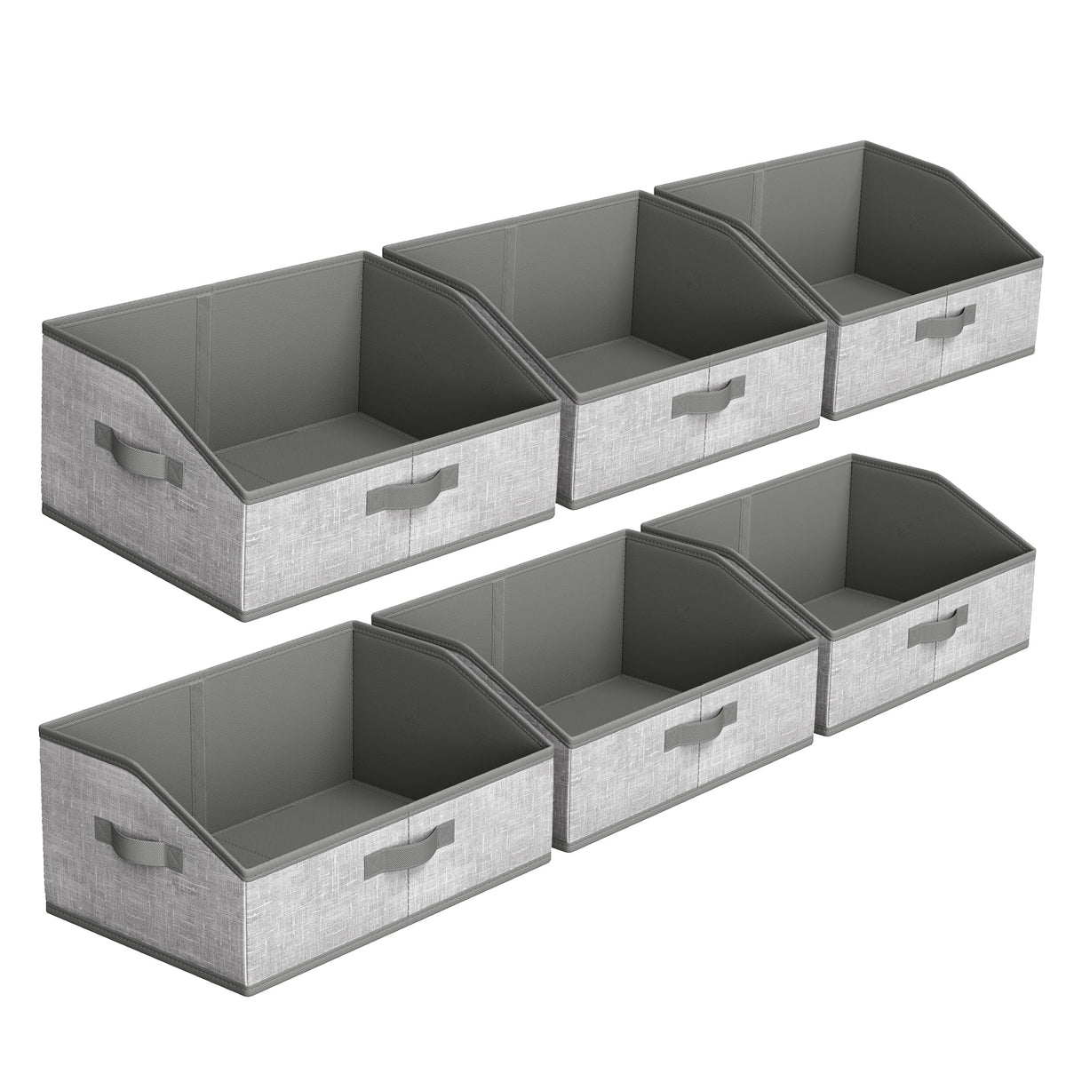 SONGMICS Storage Baskets, Set of 6, Foldable Closet Organizer for Shelves