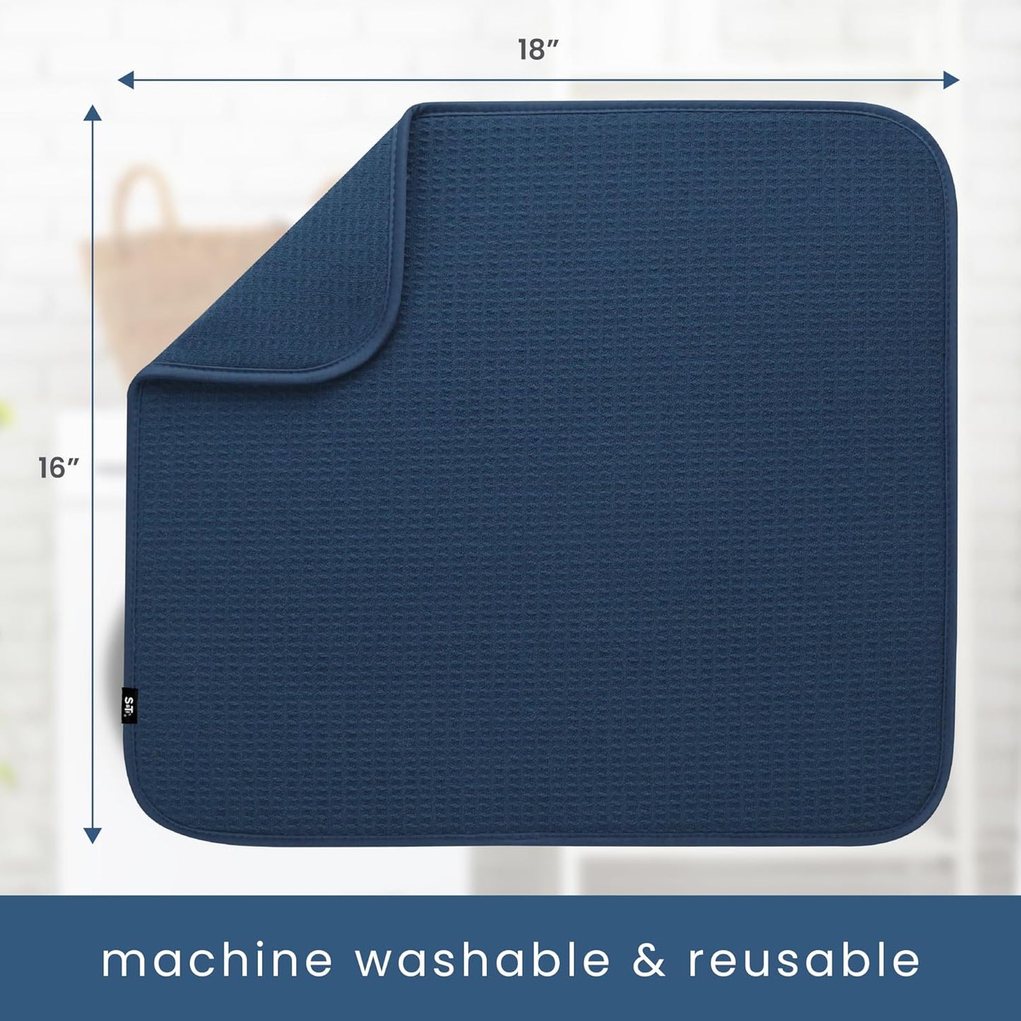 S&T INC. Dish Drying Mat, 16” x 18”, Absorbent Microfiber Kitchen Counter Mat, Dish Drying Pad for