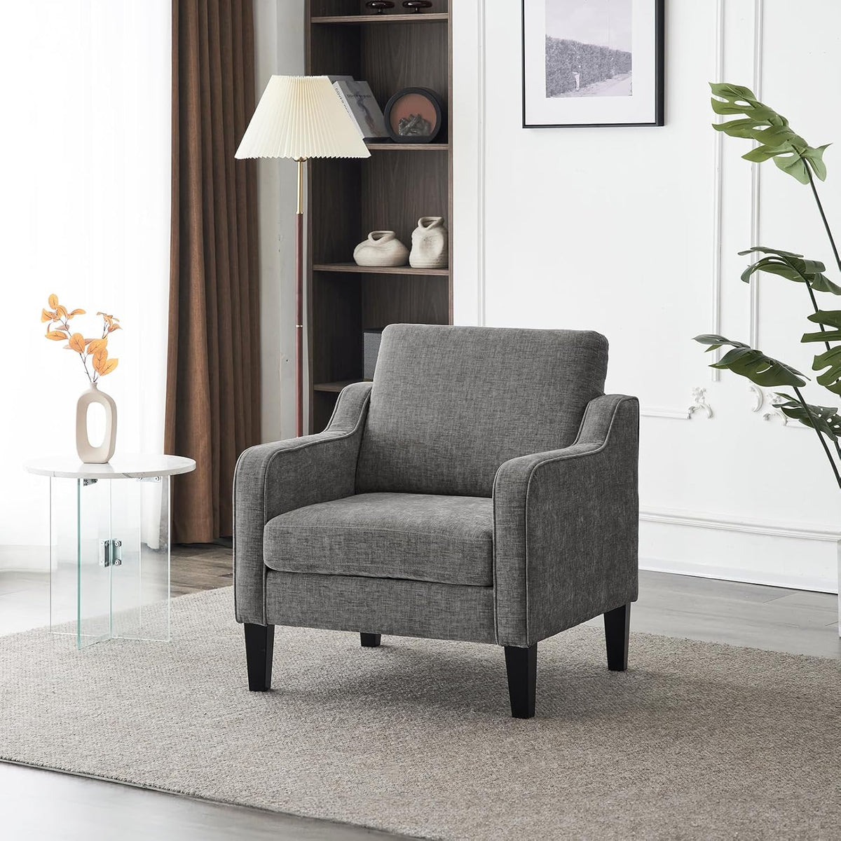 VINGLI Accent Chairs for Living Room Chairs Reading Chair Mid Century Modern Chair Soft Chenille