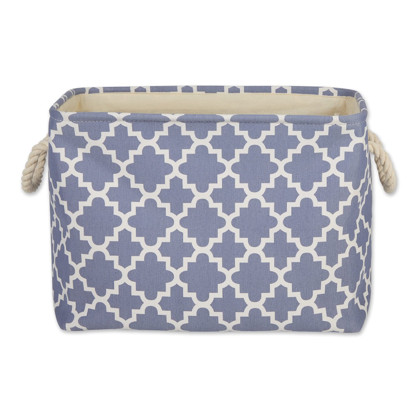 DII Polyester Container with Handles, Lattice Storage Bin, Medium, Stonewash Blue