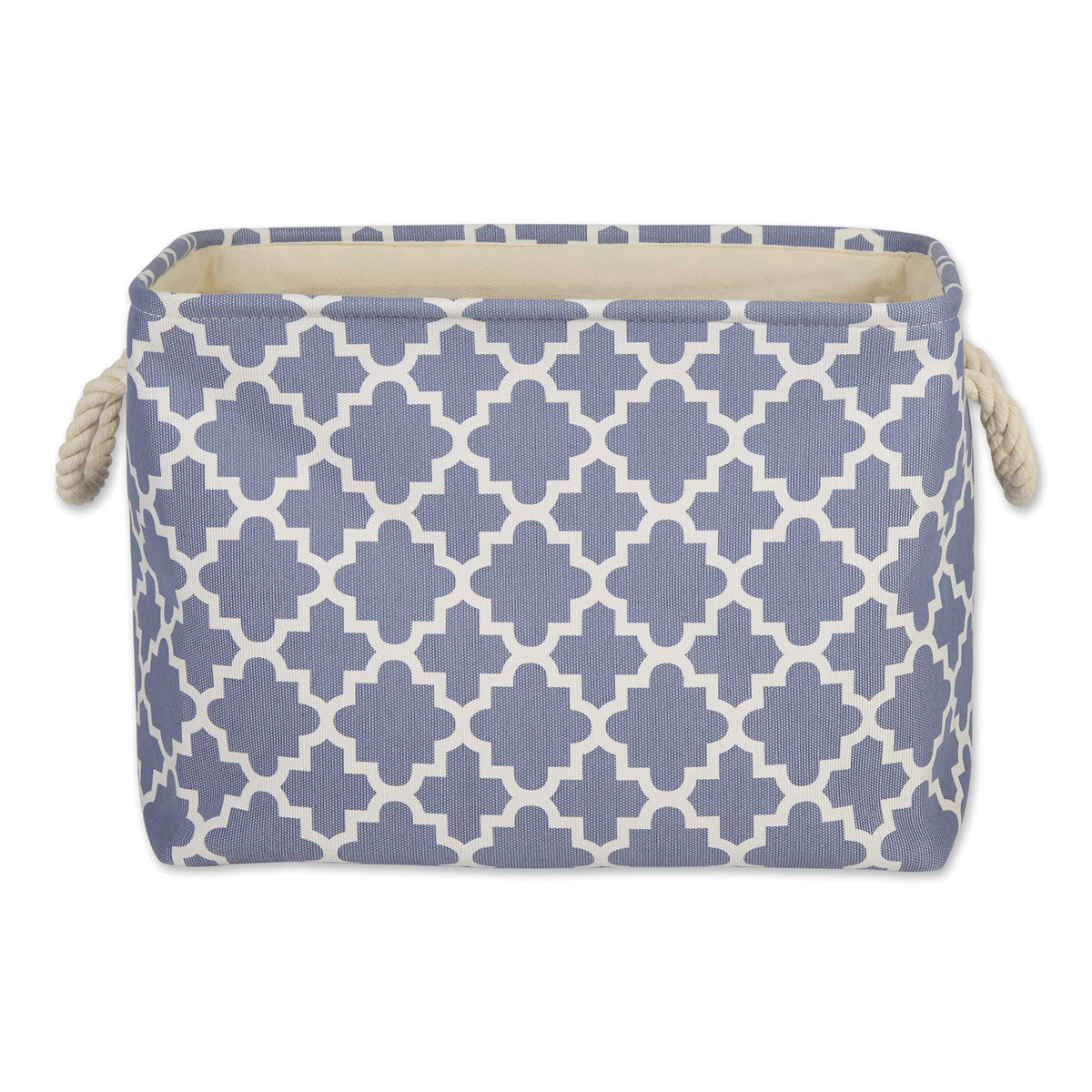 DII Polyester Container with Handles, Lattice Storage Bin, Medium, Stonewash Blue
