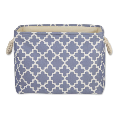 DII Polyester Container with Handles, Lattice Storage Bin, Medium, Stonewash Blue