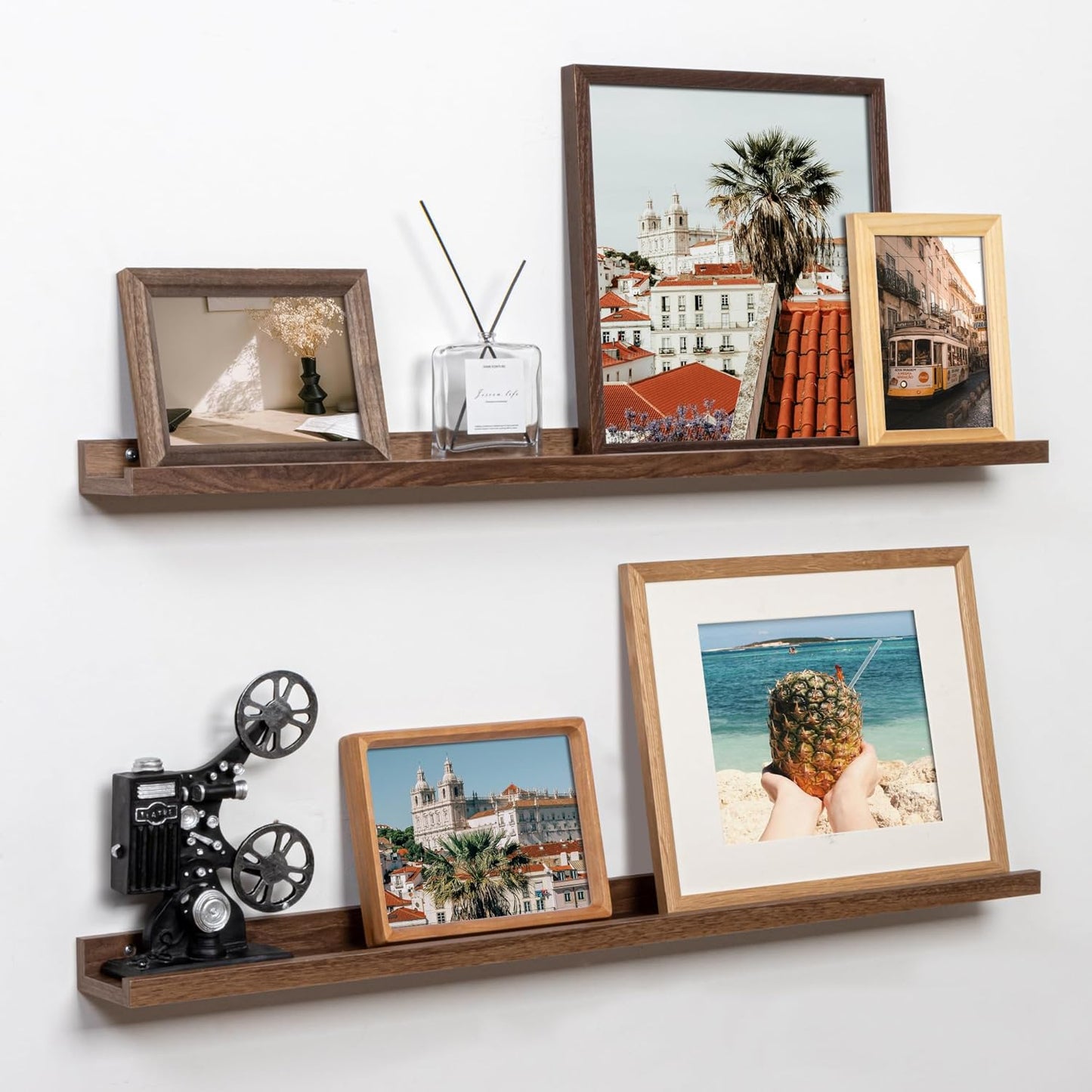 Fun Memories Picture Ledge Shelf, 36 Inch Floating Shelves Set of 2, Nursery Book Shelves for Toys