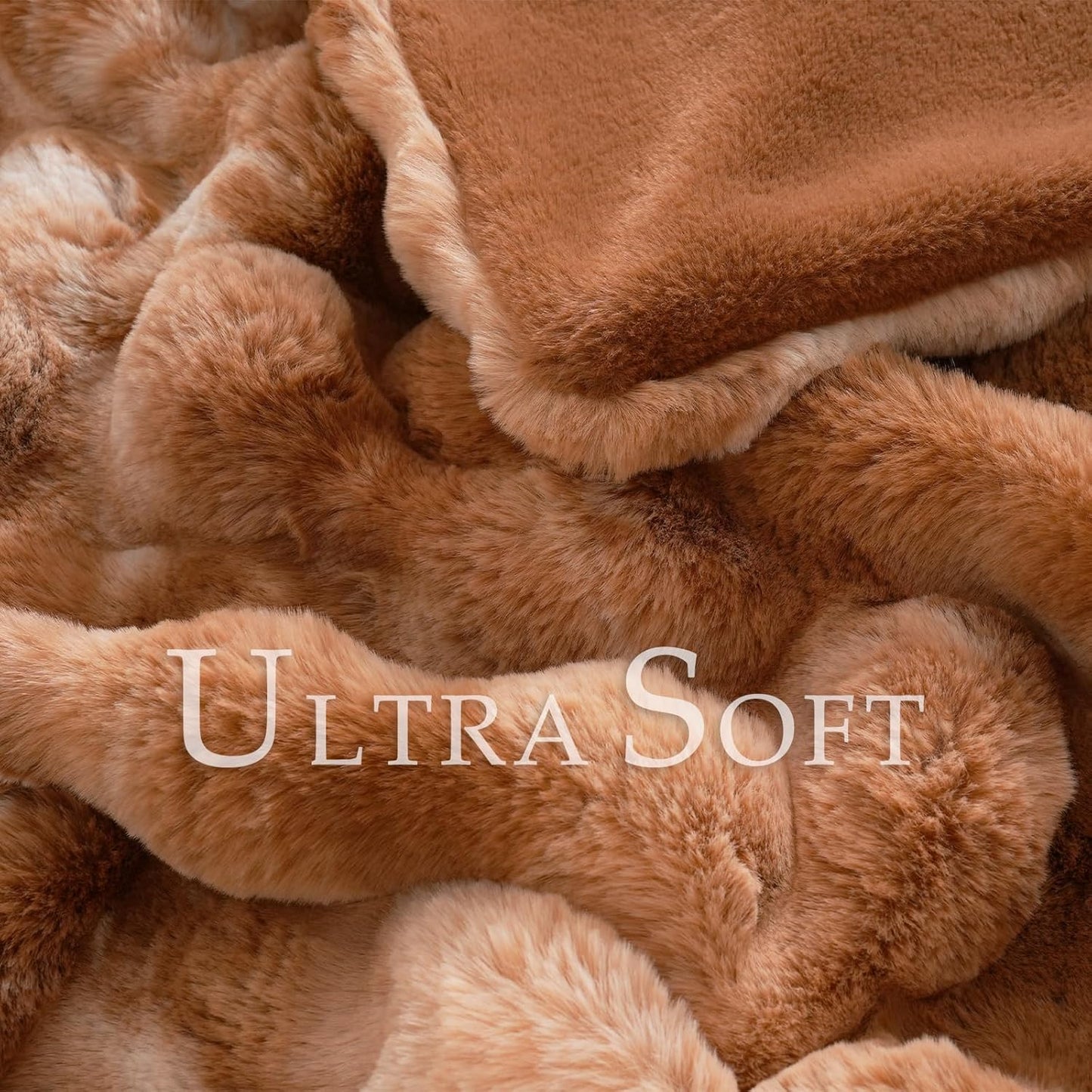 BENVWE Faux Fur Throw Blanket for Couch Bed - Fluffy Soft Thick Bubble Blanket for Living Room Home