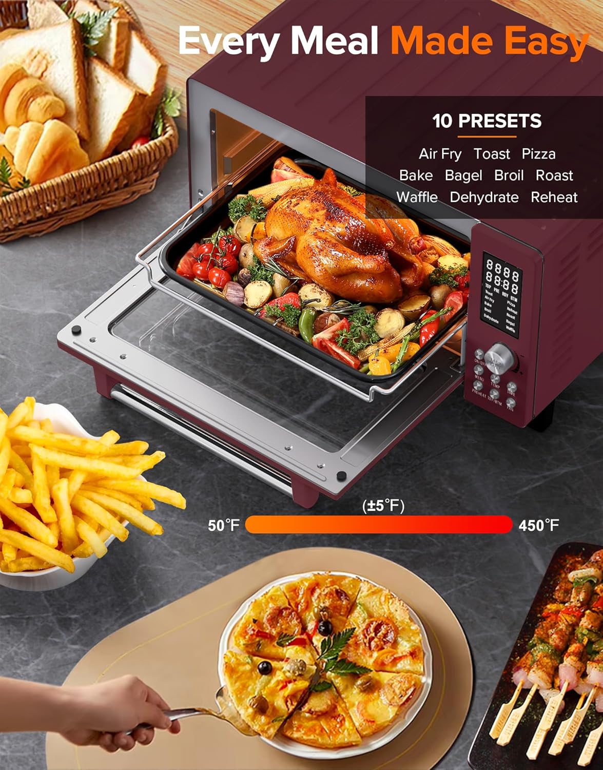 Nuwave Bravo Pro Smart Air Fryer Toaster Oven Combo, 12-in-1 Functions with Quicker & Even Crisp