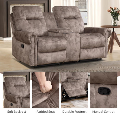 EBELLO 2 Pieces Reclining Couch Furniture Set for Living Room, 1 Seat Power Recliner Chair and a