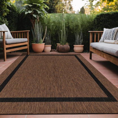 Bordered Outdoor Rug 9x12 Washable Outside Carpet for Indoor Patio Porch Waterproof Easy Cleaning