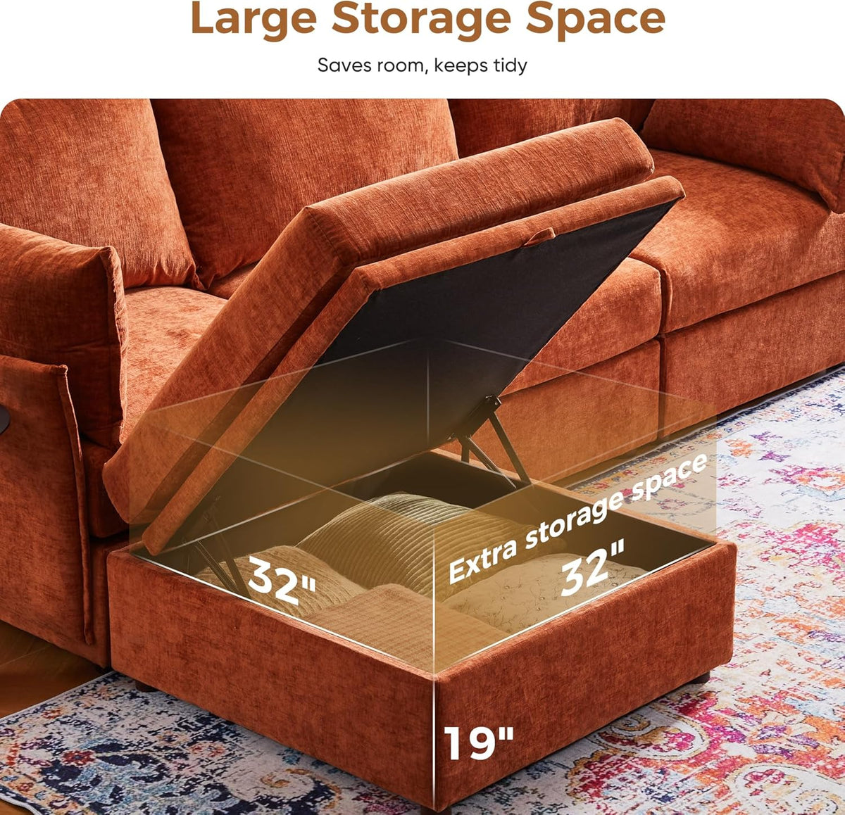 136.4" Oversized Modular Sectional Sofa, L Shaped Convertible Couch with Movable Ottoman, Large 7