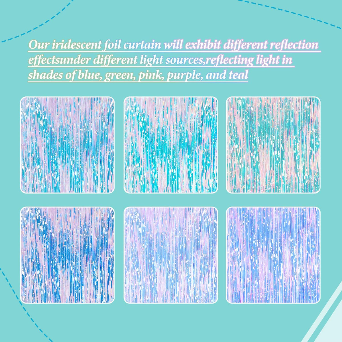 3 Pack Foil Fringe Backdrop - Iridescent Shiny Tinsel Curtains for Party Decoration/Photo Booth